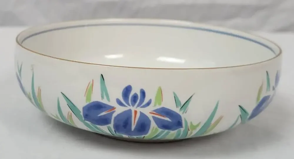 Japanese White China Bowl with Blue Flowers 4.75